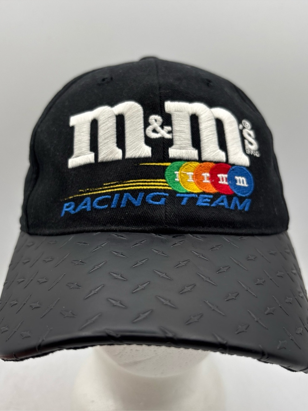 Vintage Ken Schrader M&M’s Racing Team NASCAR Hat Diamond Plate Brim SnapBack